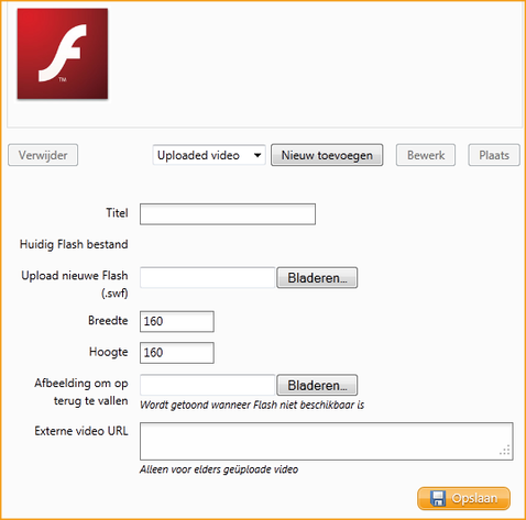 Screenshot InScreen Editor Waxtrapp flash-animatie toevoegen