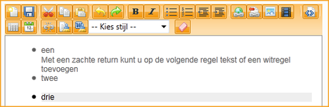 Screenshot InScreen Editor Waxtrapp Zachte Return ongeordende lijst