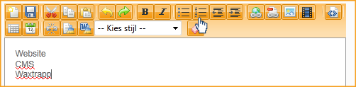 Screenshot InScreen Editor Waxtrapp Geordende lijst