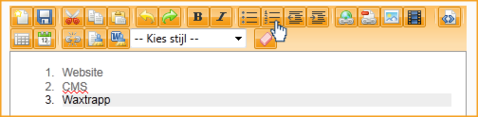 Screenshot InScreen Editor Waxtrapp Geordende lijst