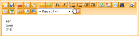 Screenshot InScreen Editor Waxtrap Ongeordende lijst