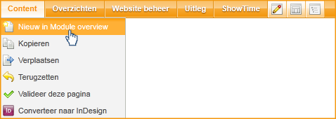 Screenshot van content menu waxtrapp