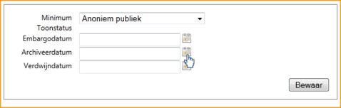 Screenshot InScreen Editor Waxtrapp archiveerdatum instellen