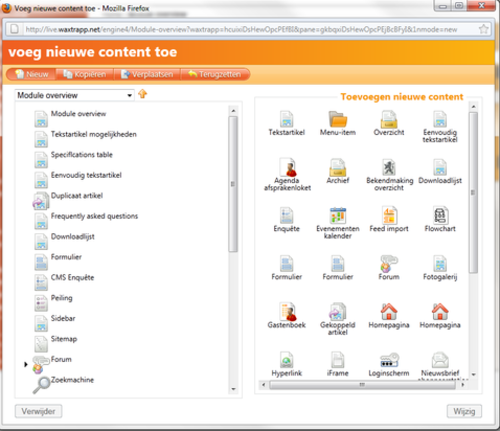 Screenshot content editor Waxtrapp