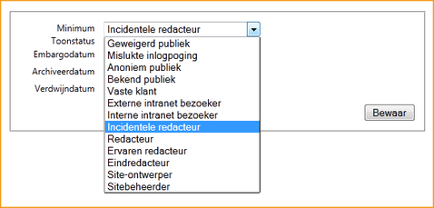 Screenshot InScreen Editor Waxtrapp publicatie instellen